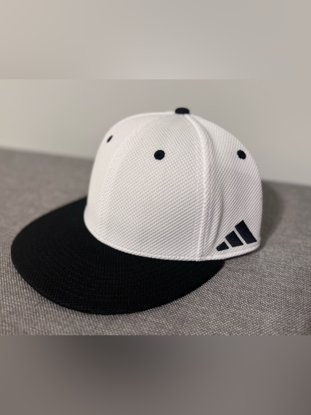 adidas White and Black Mesh Flat Flex Cap
